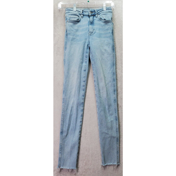 We The Free Jeans Womens 24 Blue Denim Pockets Acid Wash Skinny‎ Leg Flat Front - Picture 1 of 8